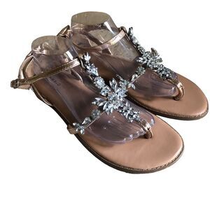 Torrid Jeweled T-Strap Flat Sandals Size 10